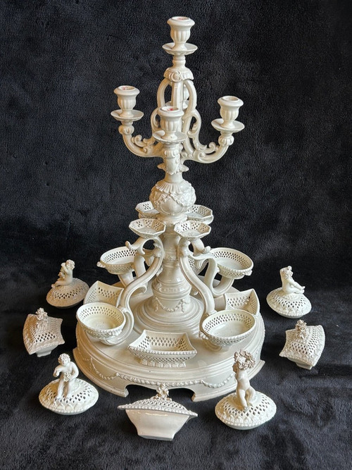 Grande piatto o centrotavola per la casa - Terracotta di Leeds, Inghilterra, 1780 circa - XVIII secolo