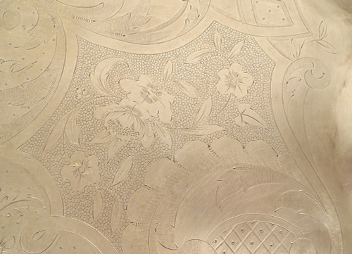 Großes Serviertablett mit Griffen, Louis XV, silberne Metallrebe, 19. Jahrhundert