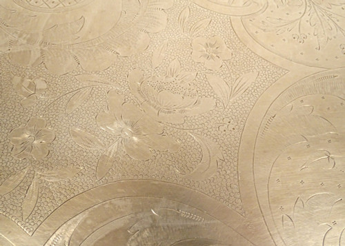 Großes Serviertablett mit Griffen, Louis XV, silberne Metallrebe, 19. Jahrhundert
