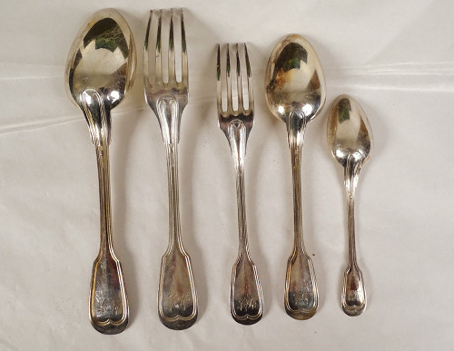 Housewife 62PC Silver Metal Cutlery Christofle Net Model 20th Century Box