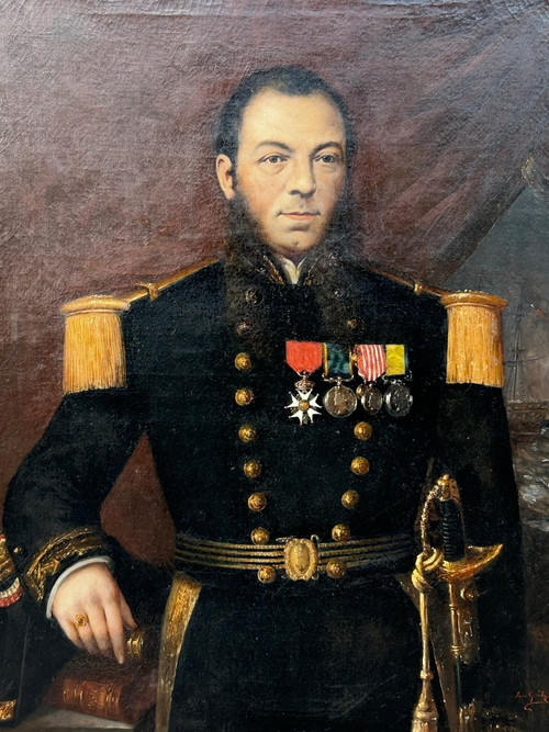 Louis Guédy (1847-1926) Militärisches Porträt eines Admirals oder Schiffskapitäns, datiert 1873