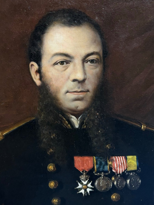 Louis Guédy (1847-1926) Militärisches Porträt eines Admirals oder Schiffskapitäns, datiert 1873