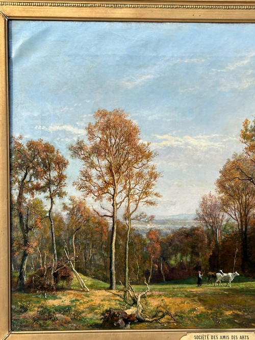Théodore FOURMOIS (1814-1871) Huile Sur Toile - Paysage Champêtre Animé