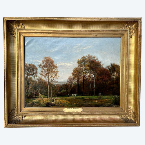 Théodore FOURMOIS (1814-1871) Huile Sur Toile - Paysage Champêtre Animé