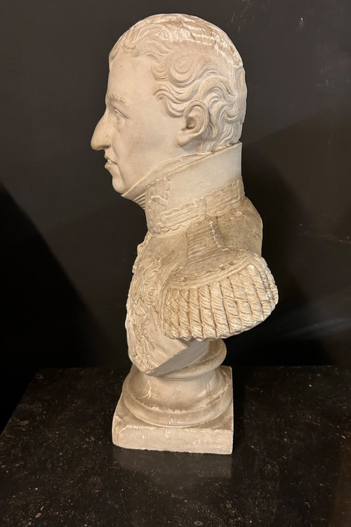 Antico Busto Di Carlo Félix - Re Di Sardegna (1765-1831) In Gesso H 62 Cm