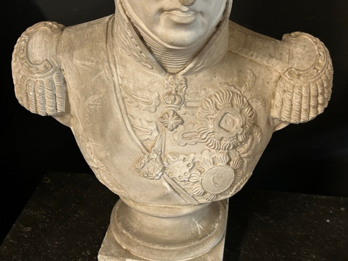 Antico Busto Di Carlo Félix - Re Di Sardegna (1765-1831) In Gesso H 62 Cm