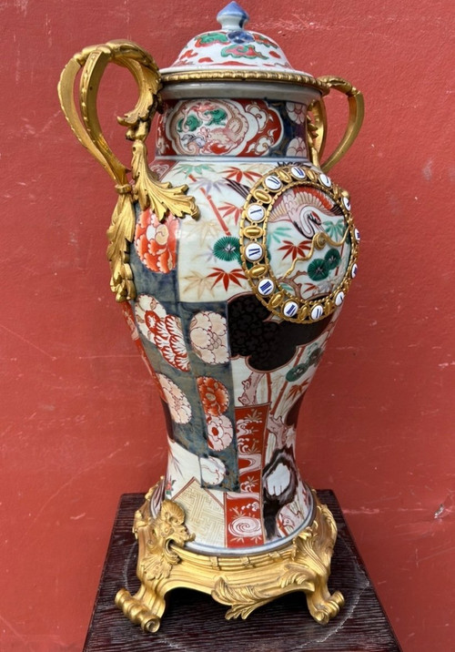 Important Japanese Vase Clock 19th Century Gilt Bronze Mount - Japan