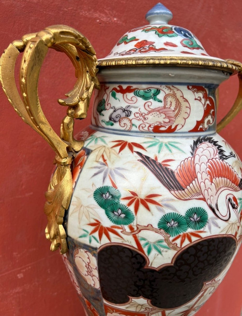 Important Japanese Vase Clock 19th Century Gilt Bronze Mount - Japan