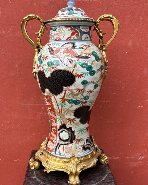 Important Japanese Vase Clock 19th Century Gilt Bronze Mount - Japan