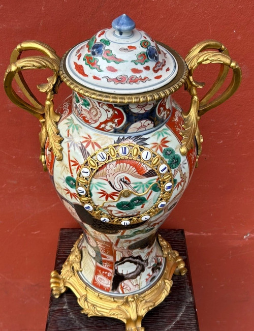 Important Japanese Vase Clock 19th Century Gilt Bronze Mount - Japan