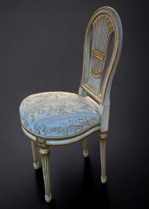 Suite Of Four Louis XVI Style Hot Air Balloon Chairs - Lacquered And Gilded Wood