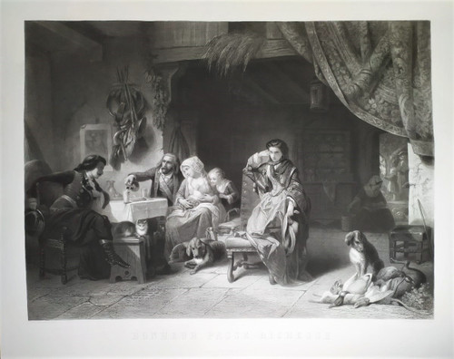 Gravure Scene de Genre d'Après Compte-Calix  Bonheur Passe Richesse