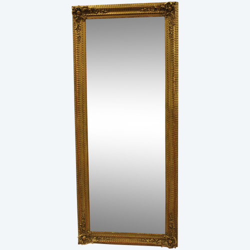 Grande specchio antico rettangolare, doratura e patina, smalto al mercurio72 X 170 cm
