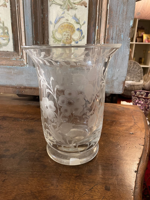 Vase cristal gravé 