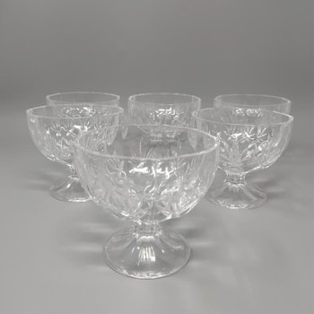 Decanter in cristallo vintage italiano di metà secolo anni '60 con 6 bicchieri di cristallo