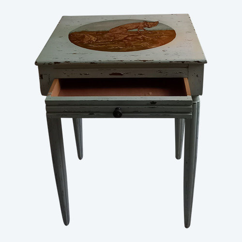 Bureau d'écolier XIXème avec éléments décoratifs