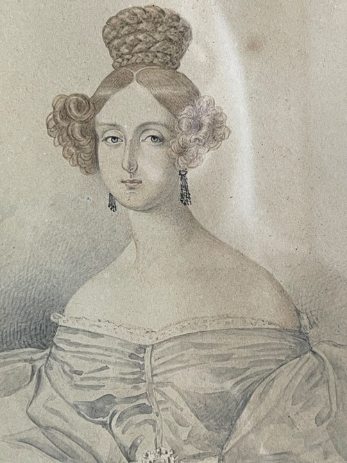 PORTRAIT OF YOUNG WOMAN, 19th century.