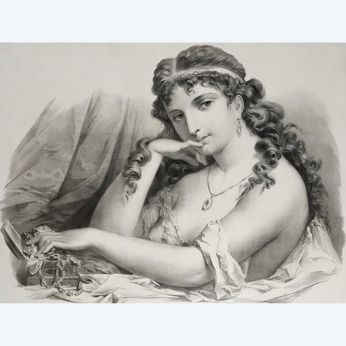  Le Matin Litografia grande XIX Ritratto Donna
