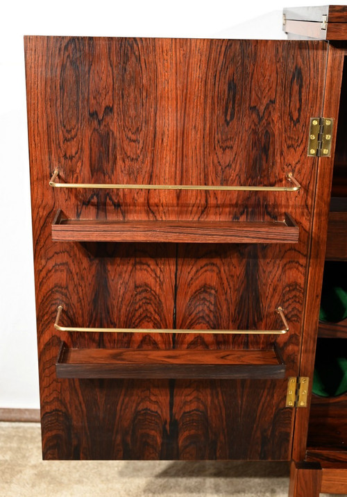Bar Scandinave à Roulettes en Palissandre de Rio, signé Torbjørn Afdal pour Bruksbo – 1960