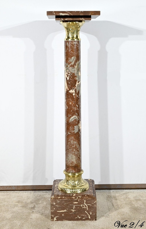Red Pyrenees Marble Column – Late 19th Century