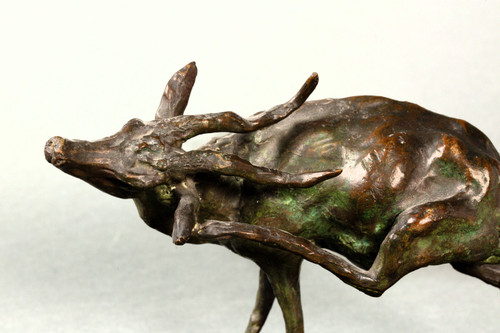 Antelope scratching itself. Animal bronze by Guido Righetti – (1875-1958)