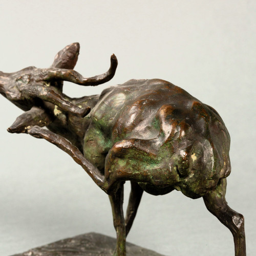 Antelope scratching itself. Animal bronze by Guido Righetti – (1875-1958)