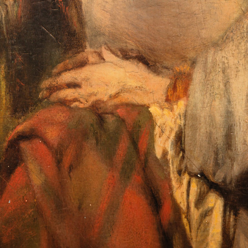 Allein in der Welt, Öl auf Holz von Duwez Henri-Joseph (1810-1884)