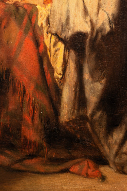 Allein in der Welt, Öl auf Holz von Duwez Henri-Joseph (1810-1884)