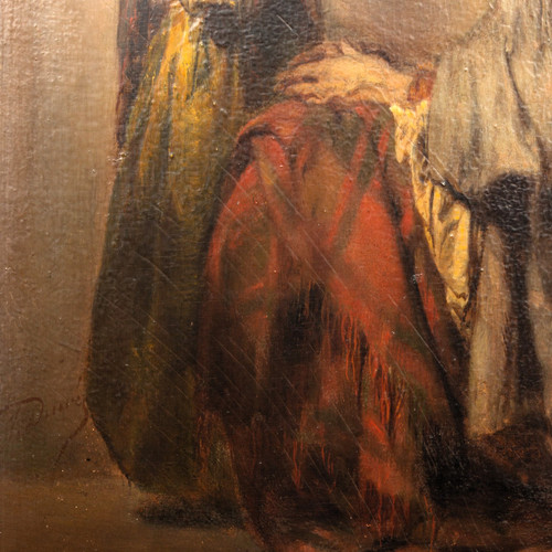 Allein in der Welt, Öl auf Holz von Duwez Henri-Joseph (1810-1884)