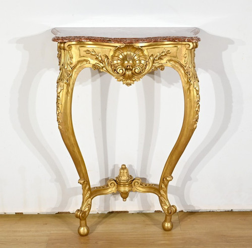 Console Murale en Bois Doré, style Louis XV, époque Napoléon III – Milieu XIXe