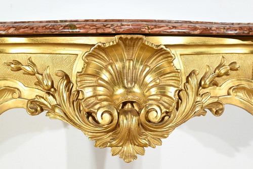 Console Murale en Bois Doré, style Louis XV, époque Napoléon III – Milieu XIXe
