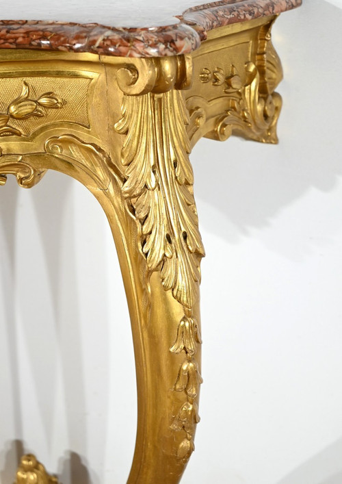 Console Murale en Bois Doré, style Louis XV, époque Napoléon III – Milieu XIXe