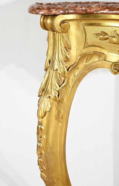 Console Murale en Bois Doré, style Louis XV, époque Napoléon III – Milieu XIXe