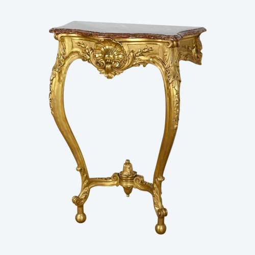 Console Murale en Bois Doré, style Louis XV, époque Napoléon III – Milieu XIXe