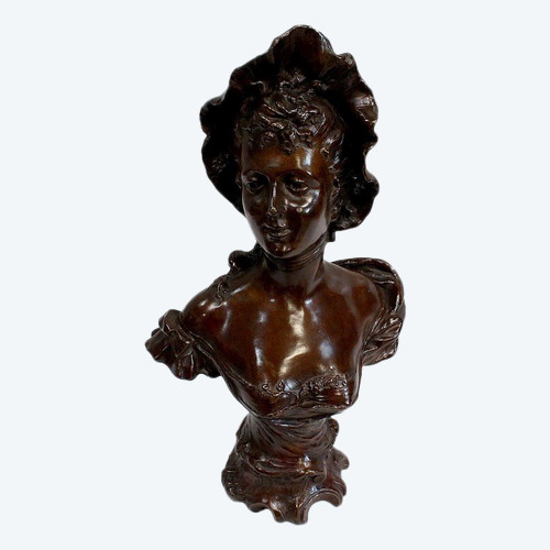 “Donna con cappello” in bronzo di Meslais – Inizio XX secolo