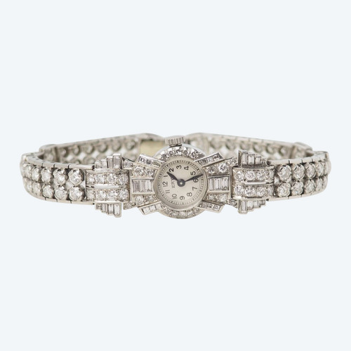 Orologio in oro bianco, platino e diamanti