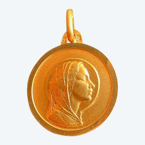18 Carat Gold Virgin Medal.