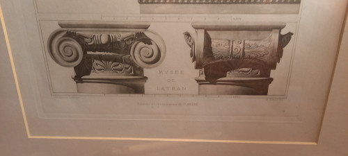 Engraving Ancient fragments Rome 19th century
