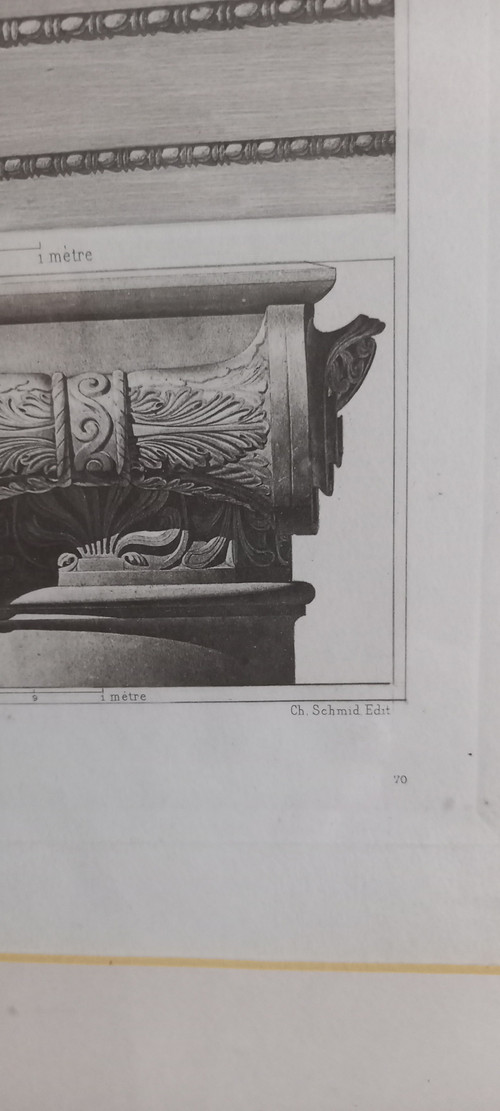 Engraving Ancient fragments Rome 19th century