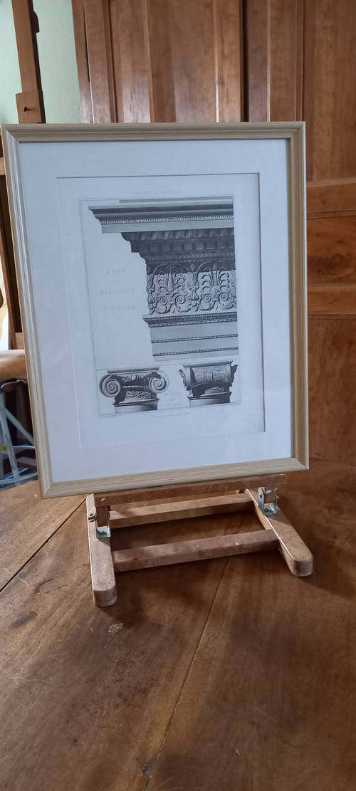 Engraving Ancient fragments Rome 19th century