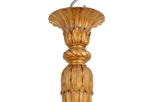 Dumez, lampadario in stile Luigi XVI in legno intagliato e dorato. Anni '50.