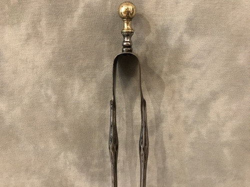Beautiful antique iron and brass mantel clamp from the 19th Empire period