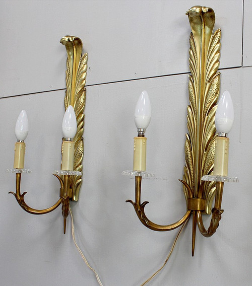 Paire d’Appliques en Bronze Doré – 1950