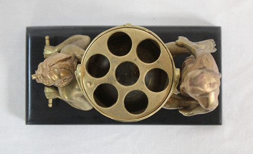 Bronzo dorato "Folletti in carriola" - Fine XIX secolo