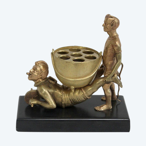Bronzo dorato "Folletti in carriola" - Fine XIX secolo
