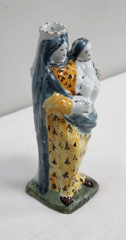 Virgin in Childbirth in Polychrome Earthenware – 18th Century