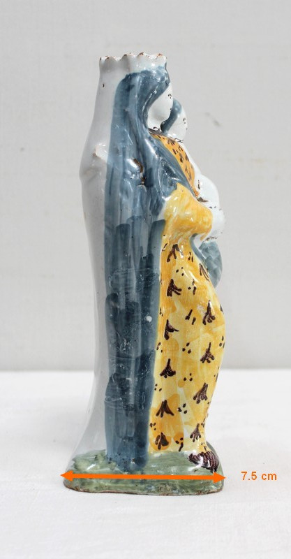 Virgin in Childbirth in Polychrome Earthenware – 18th Century