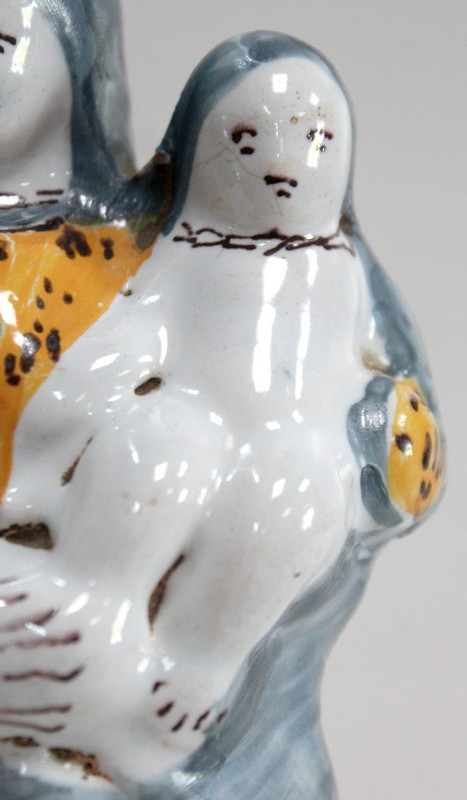 Virgin in Childbirth in Polychrome Earthenware – 18th Century