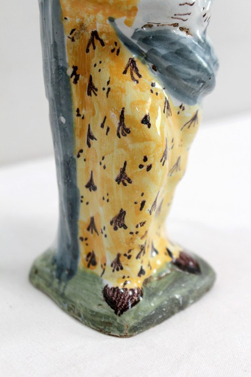Virgin in Childbirth in Polychrome Earthenware – 18th Century