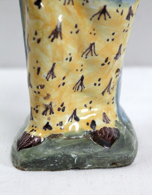 Virgin in Childbirth in Polychrome Earthenware – 18th Century